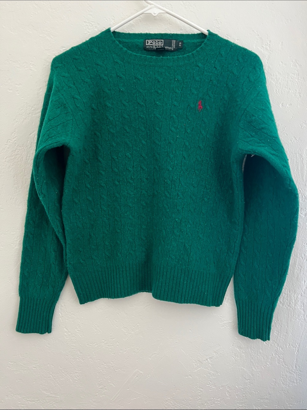 Polo Ralph Lauren 100% Lambswool Cable Knit Sweater Size 20